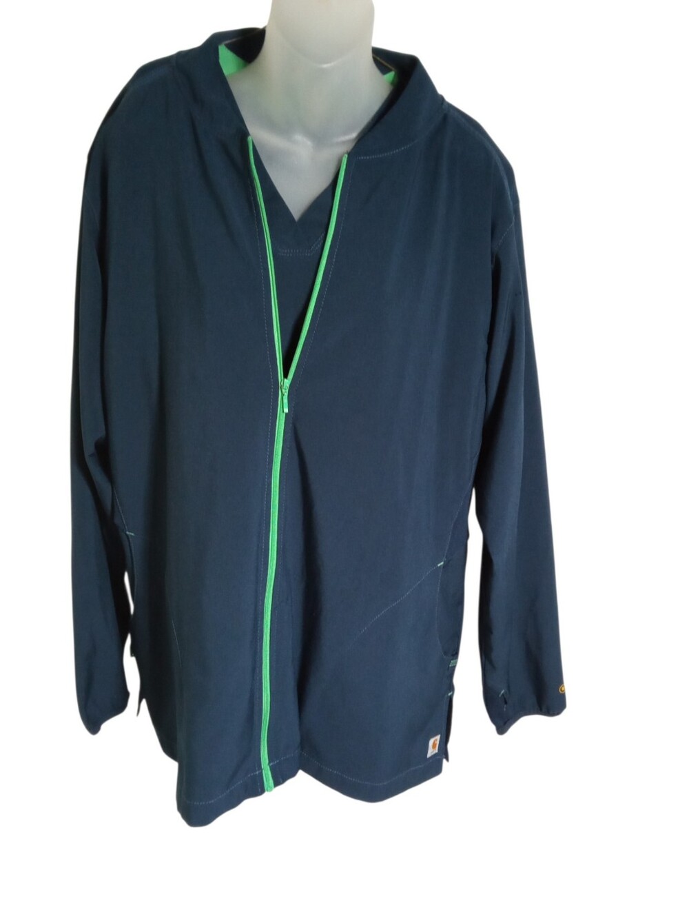 Carhartt 2 Piece Navy Scrub Shirt Jacket Set Workwear Utility Medical Sz XL